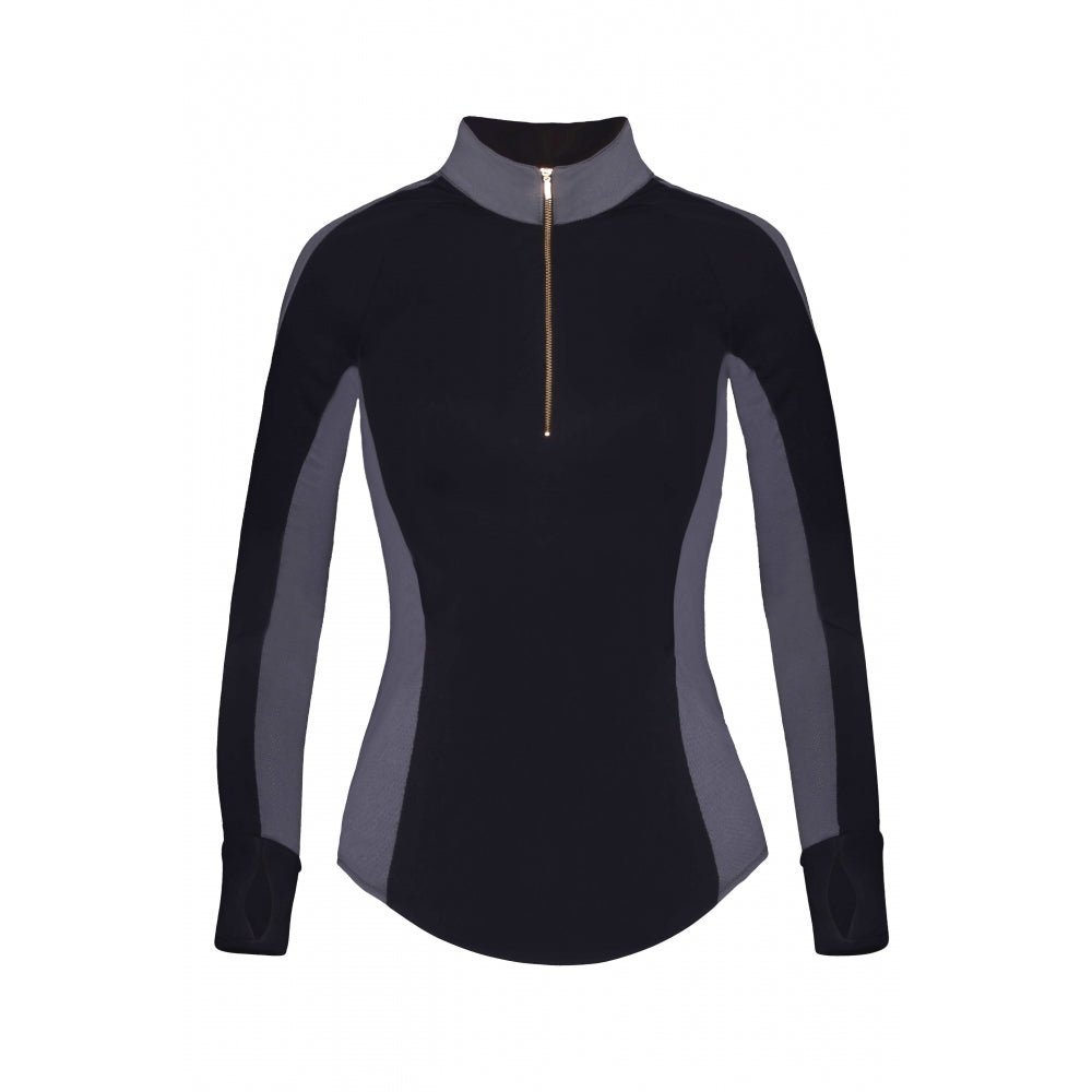 Horse Spirit Technical Long Sleeve Baselayer Sunshirt - Black & Grey - Horse Spirit - Equiluxe Tack
