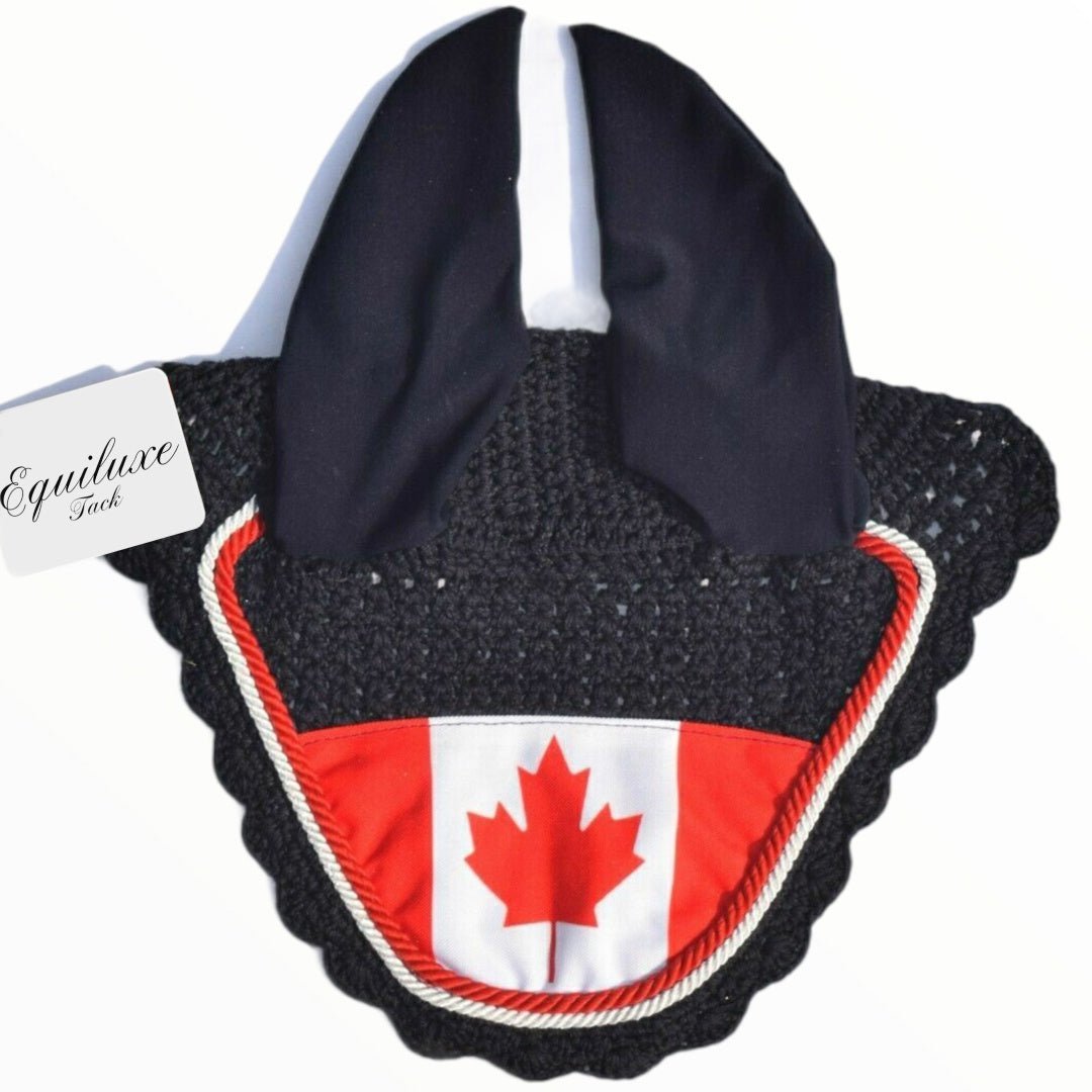 Canada Flag Fly Ear Veil Bonnet - Equiluxe Tack