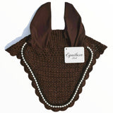 Chocolate Brown Bling Trim Fly Bonnet - Equiluxe Tack