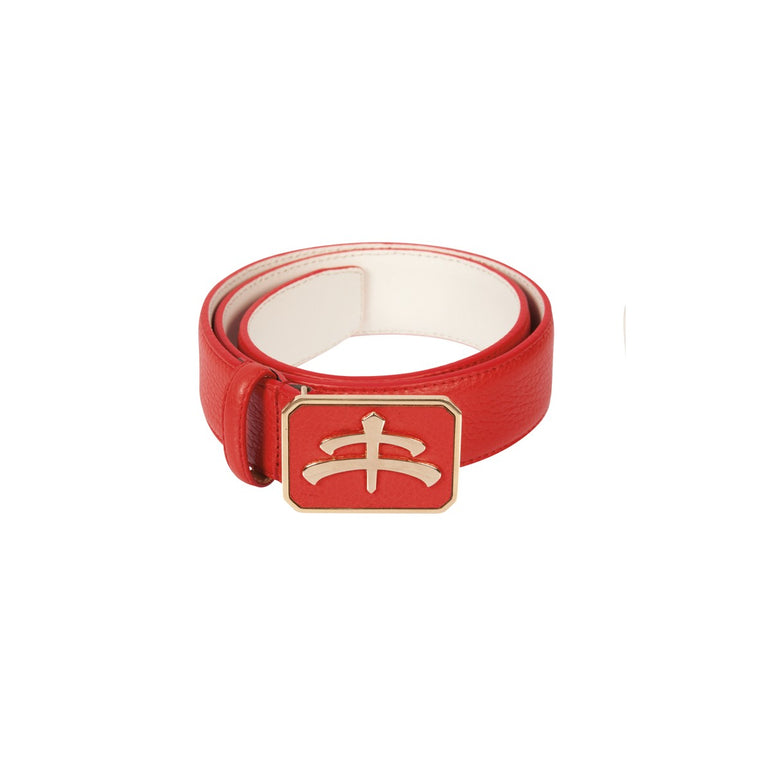 Leather and brass Belt | red