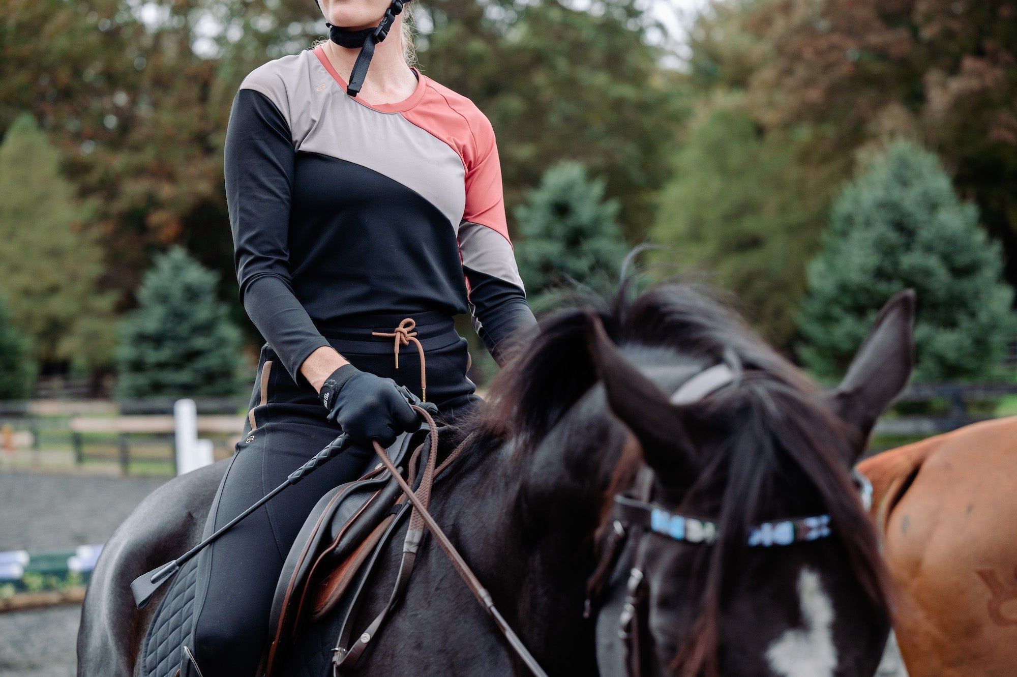 Color Block Long Sleeve - Black/Iron/Apple Butter - Equiluxe Tack