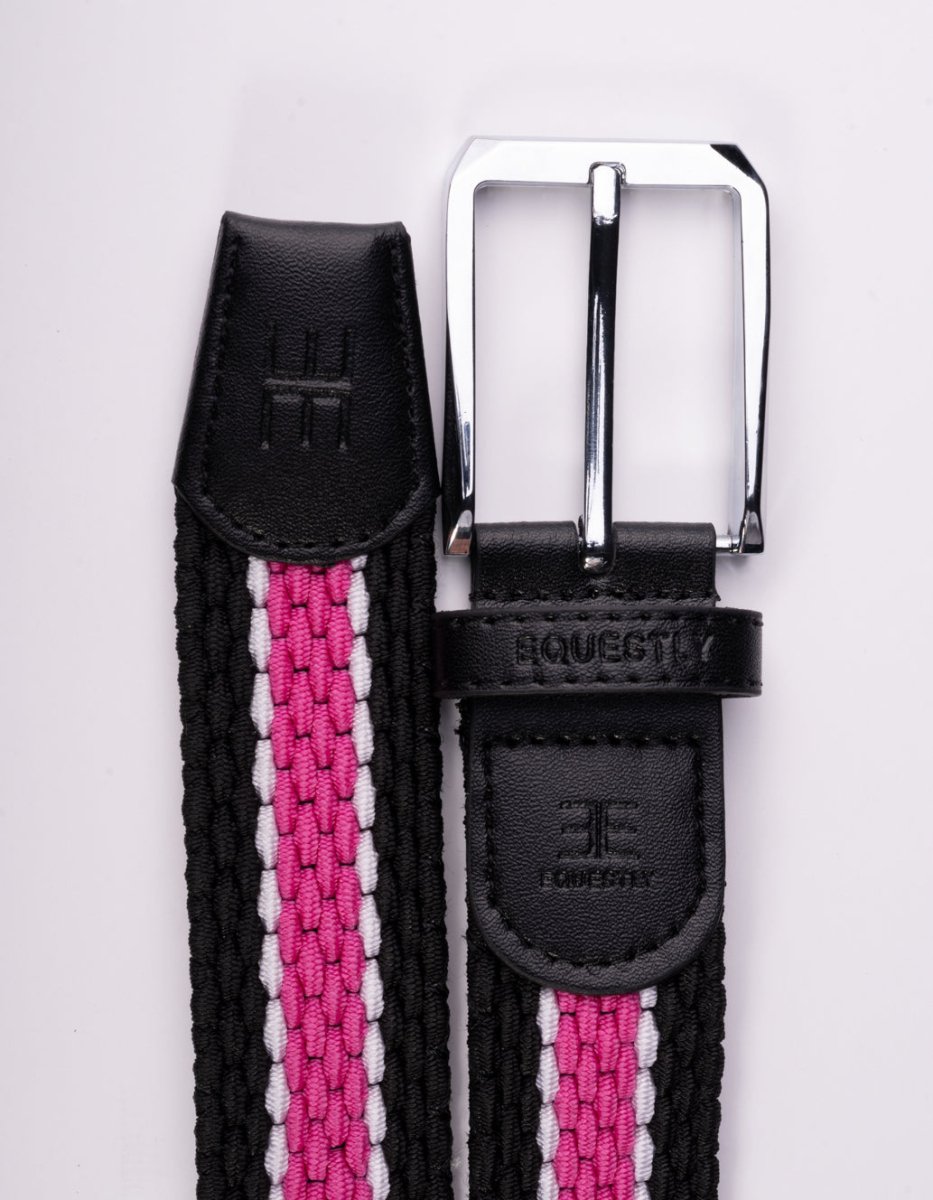 Equestly Braided Belt Pink Stripe - Equiluxe Tack