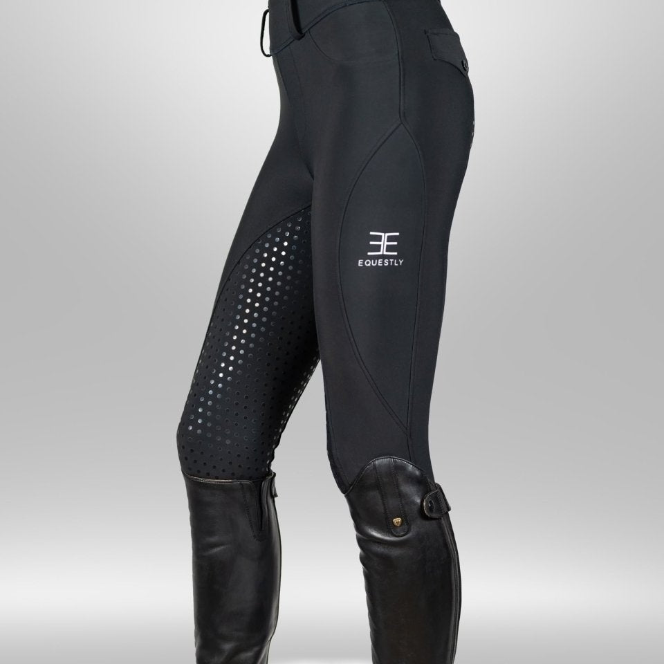 Equestly Lux GripTEQ Charcoal Knee-Patch Riding Tights - Equiluxe Tack