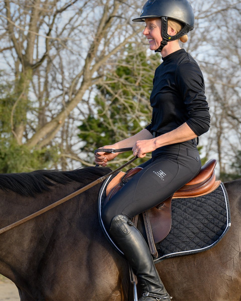Equestly Lux GripTEQ Charcoal Riding Tights - Equiluxe Tack