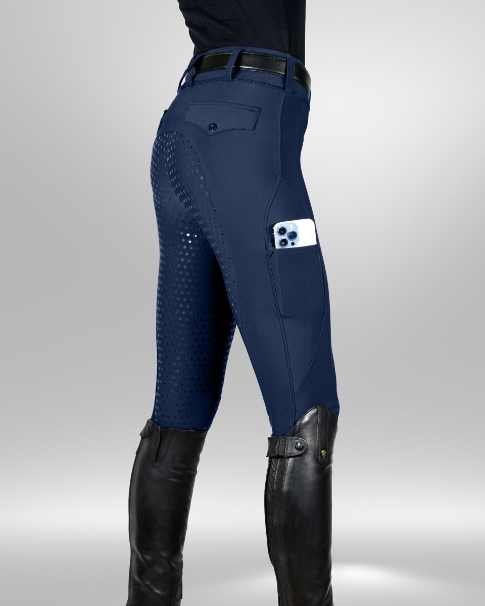Equestly Lux GripTEQ Navy Riding Tights - Equiluxe Tack