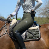 Equestly Lux GripTEQ Pine Green Riding Tights - Equiluxe Tack