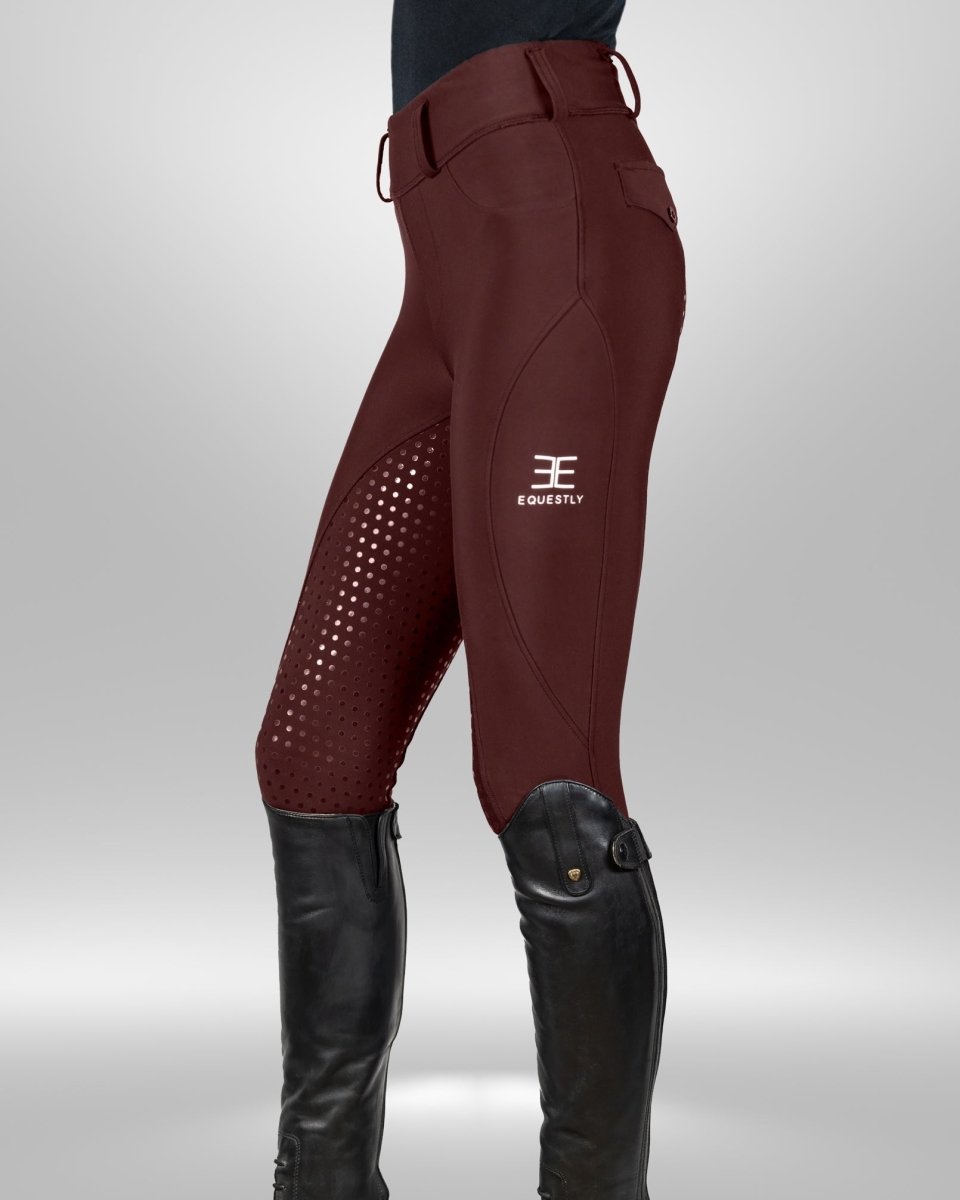 Equestly Lux GripTEQ Wine Riding Tights - Equiluxe Tack