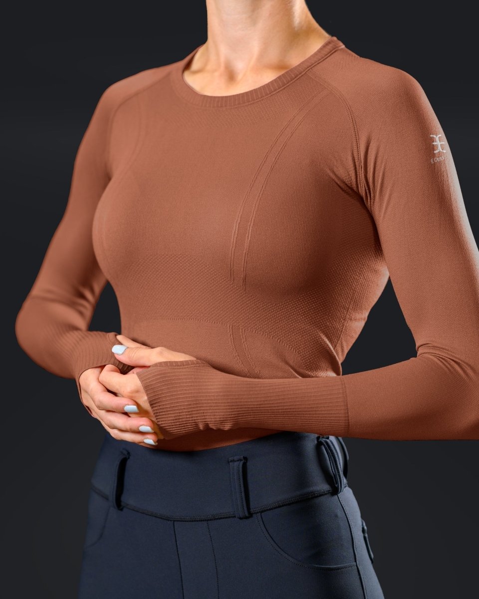 Equestly Lux Seamless Long Sleeve Auburn Sun Shirt - Equiluxe Tack