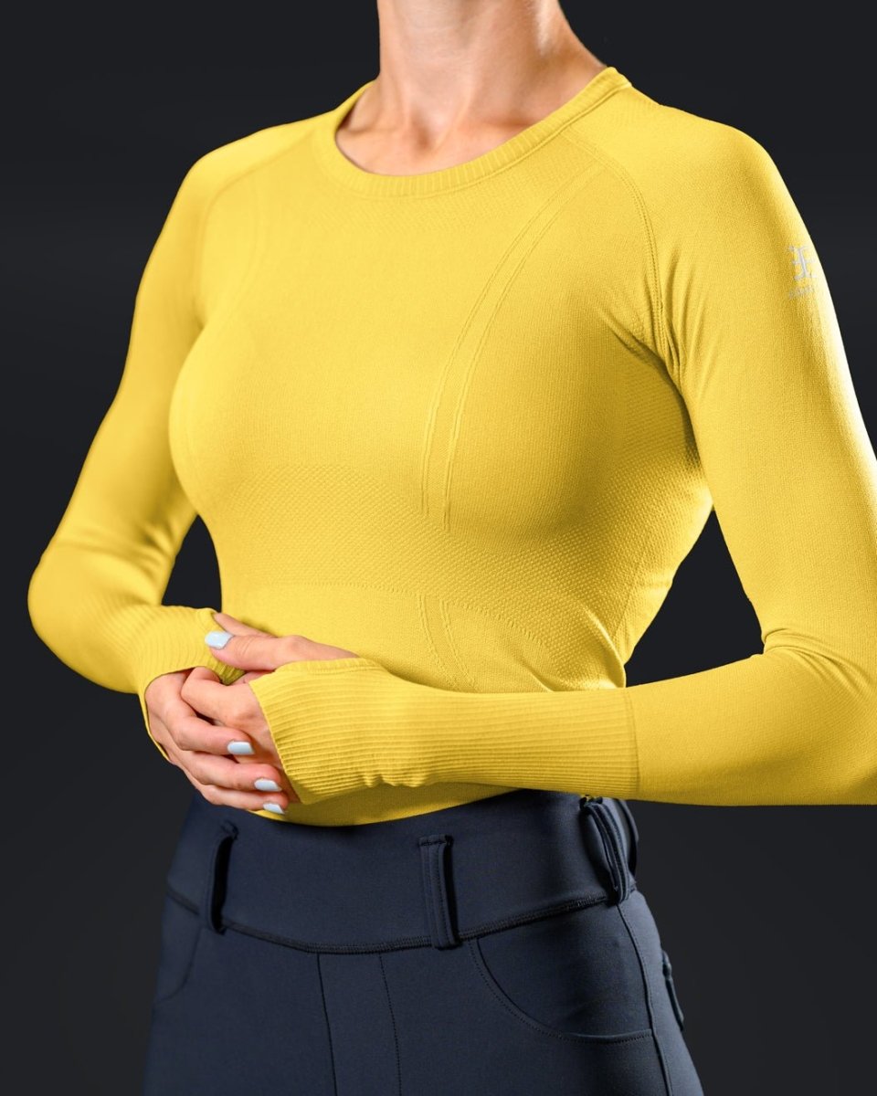 Equestly Lux Seamless Long Sleeve Sorbet Yellow Sun Shirt - Equiluxe Tack