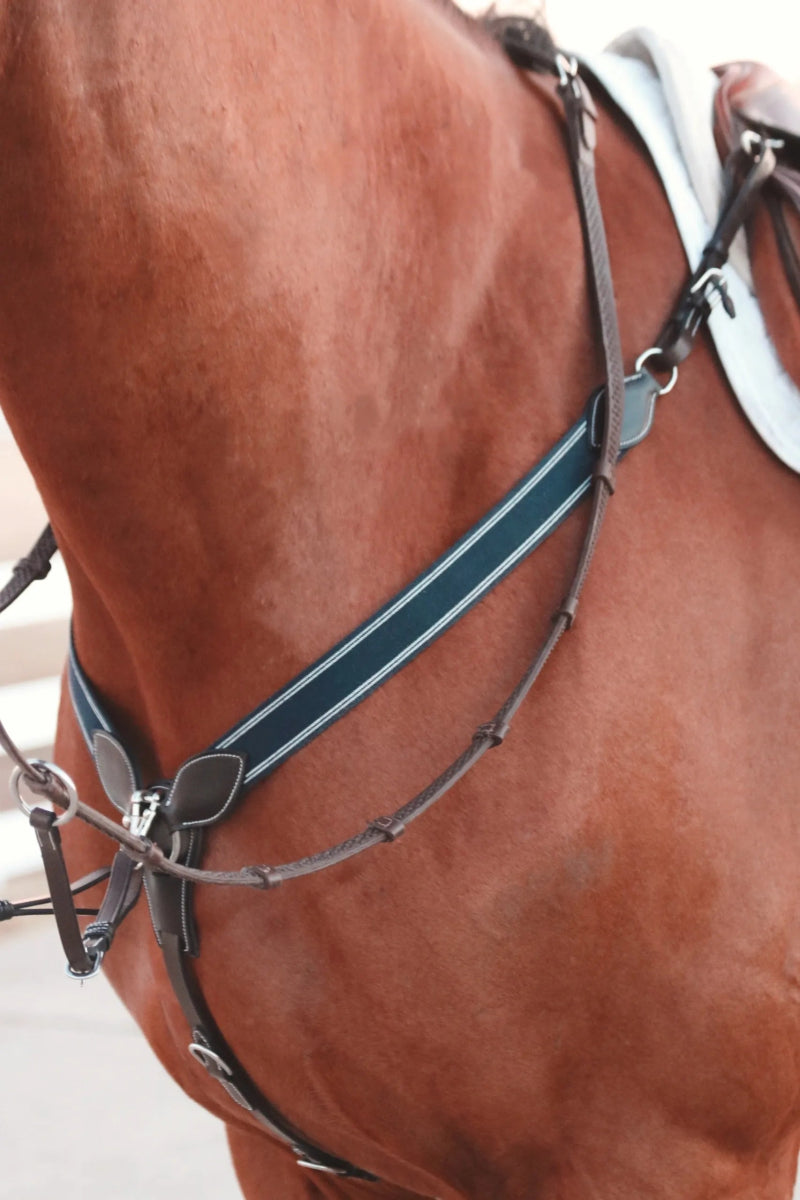 Equiluxe Elastic 3-Point Leather Breastplate w/ Martingale - Equiluxe Tack