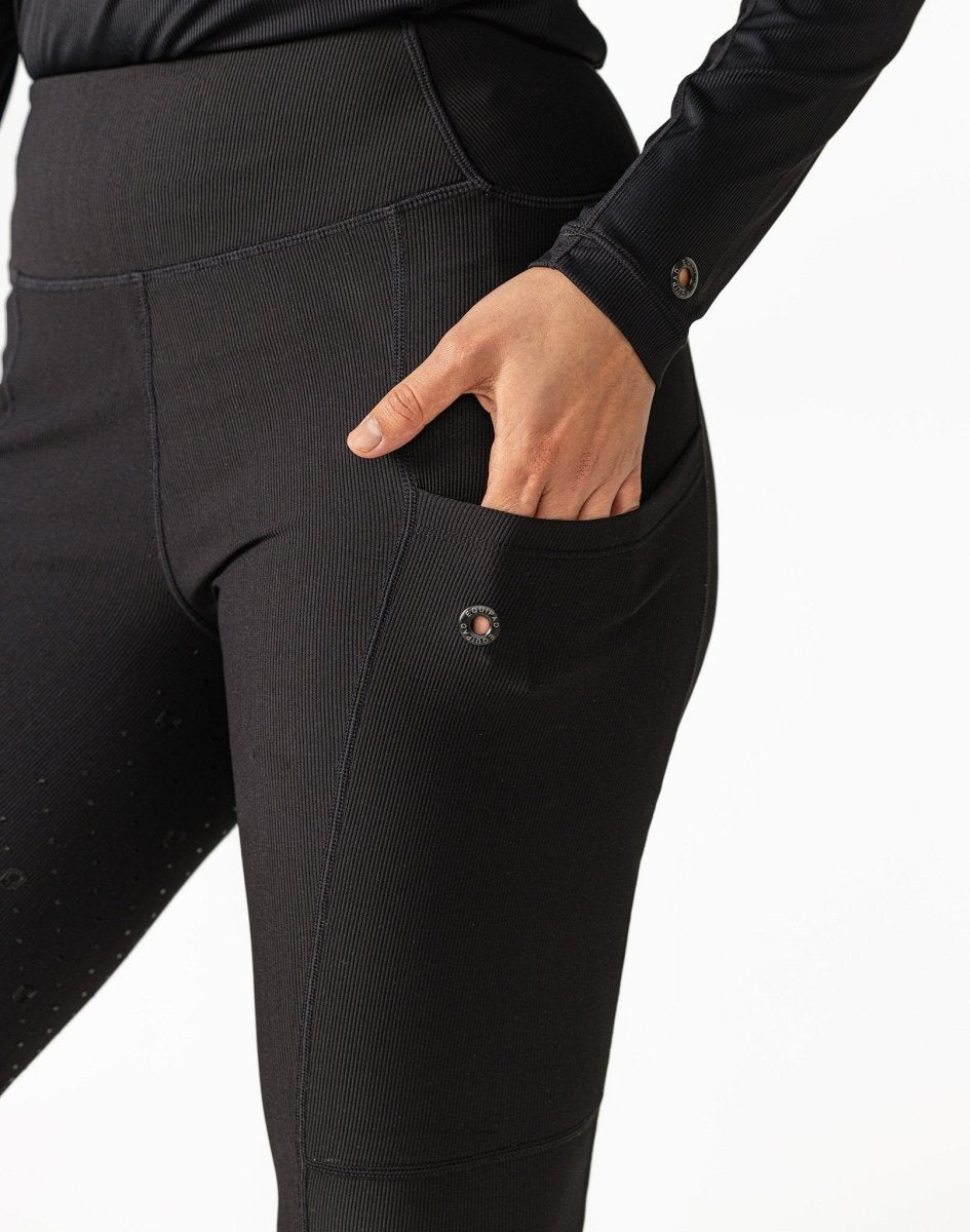 Equipad Ribbed Riding Leggings - Black - Equiluxe Tack