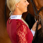 Equistyle Long Sleeve Lace Shirt - Burgundy - Equiluxe Tack