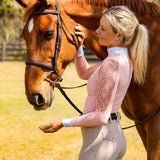 Equistyle Long Sleeve Lace Shirt - Peach - Equiluxe Tack