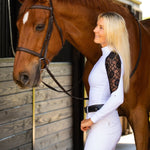 Equistyle Long Sleeve Lace Shirt - White w/ Black - Equiluxe Tack