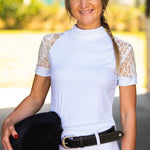 Equistyle Short Sleeve Lace Shirt - White - Equiluxe Tack