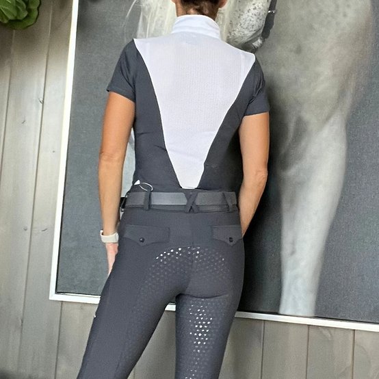 Francesca Mesh Back Show Shirt - Steel Grey - Equiluxe Tack