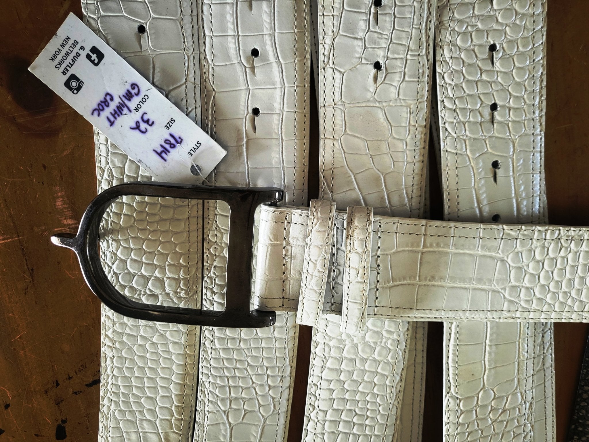 G. Duftler of NY White Croc w/ Gunmetal buckle - Equiluxe Tack
