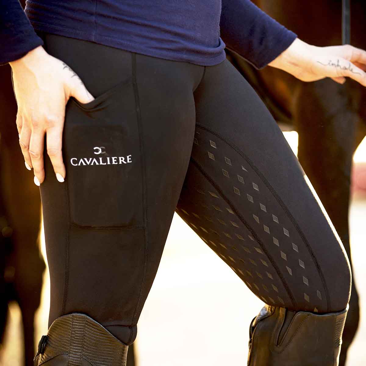 Cavaliere Couture Grand Prix Full Seat Riding Tights - Black - Cavaliere Couture - Equiluxe Tack