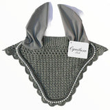 Grey Bling Rhinestone Trim Fly Bonnet - Equiluxe Tack