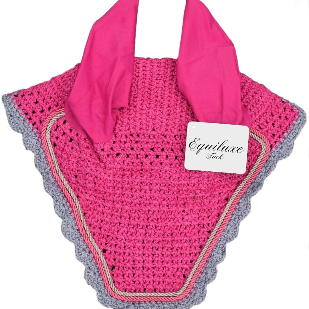 Hot Pink & Grey Fly Bonnet - Equiluxe Tack