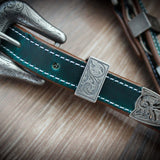 'Juno' Teal Blue Western Headstall Double Ear Show Bridle - Equiluxe Tack