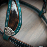'Juno' Teal Blue Western Headstall Double Ear Show Bridle - Equiluxe Tack