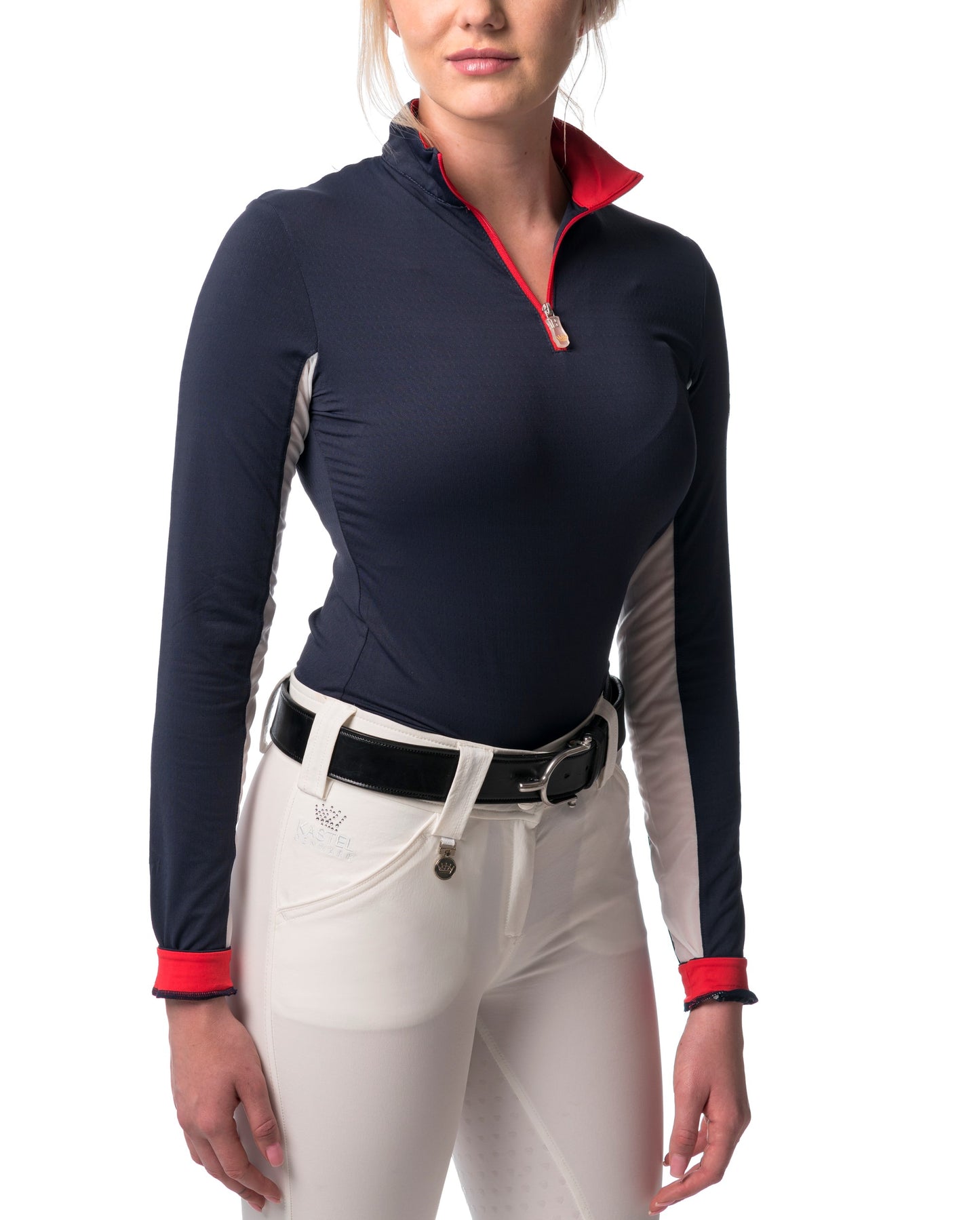 Kastel Denmark Navy Blue with Red Trim Long Sleeve - Equiluxe Tack
