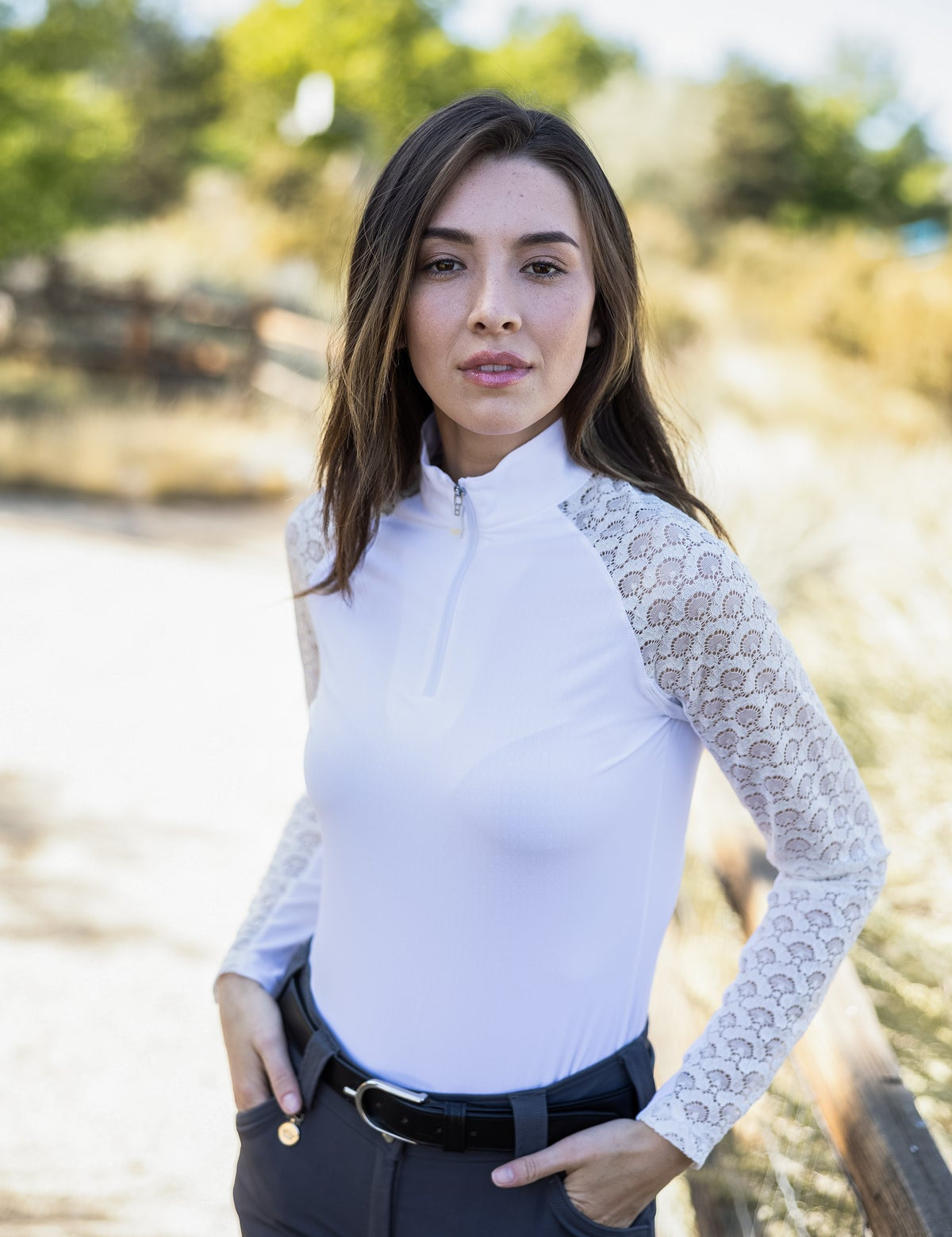 Kastel Denmark White Lace Long Sleeve Raglan - Kastel Denmark - Equiluxe Tack