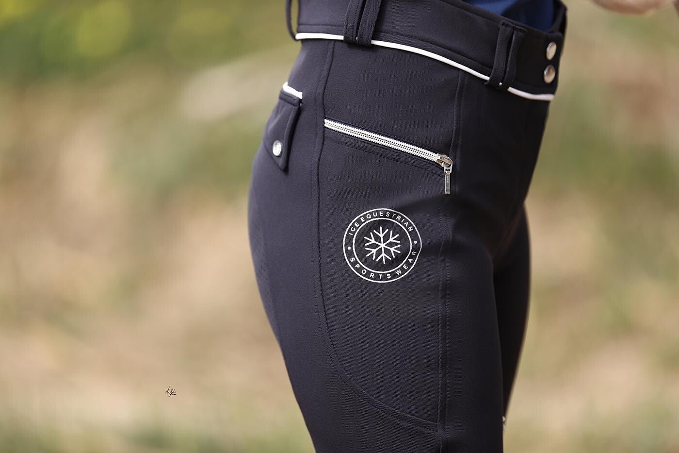 Kylie Full Seat Grip Navy Blue Breeches - Equiluxe Tack