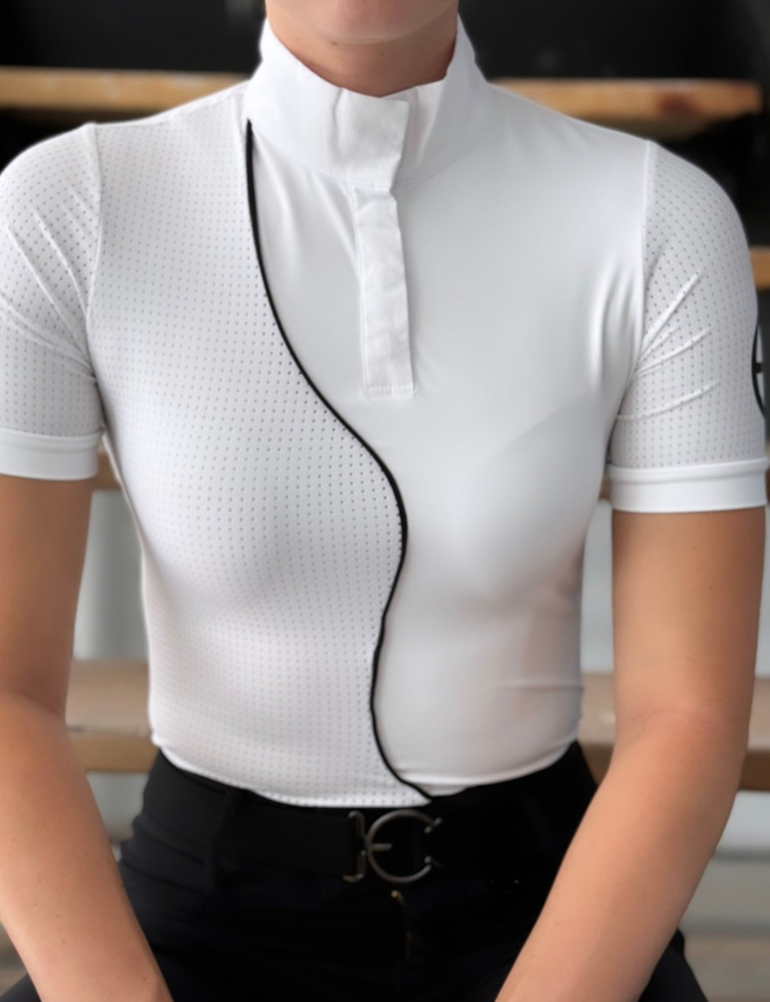 LENNA Short Sleeve Ventilated White Show Shirt - Equestrian Club - Equiluxe Tack