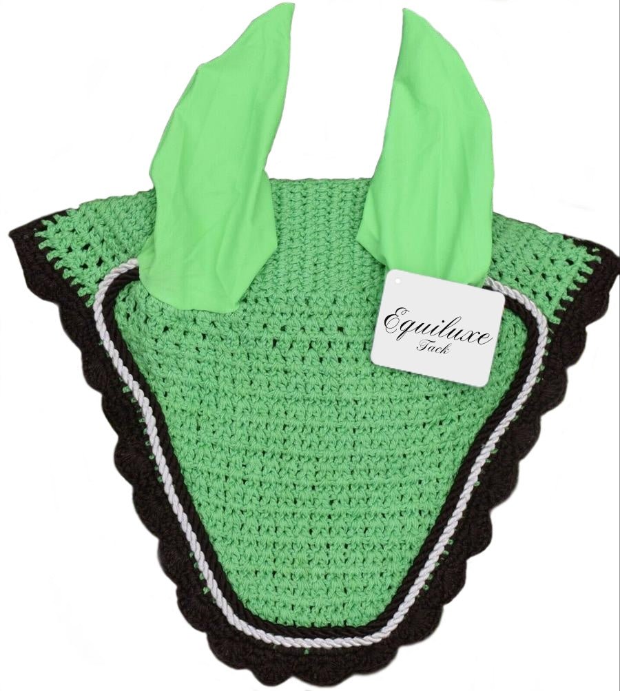 Lime Green Fly Ear Veil Bonnet - Equiluxe Tack