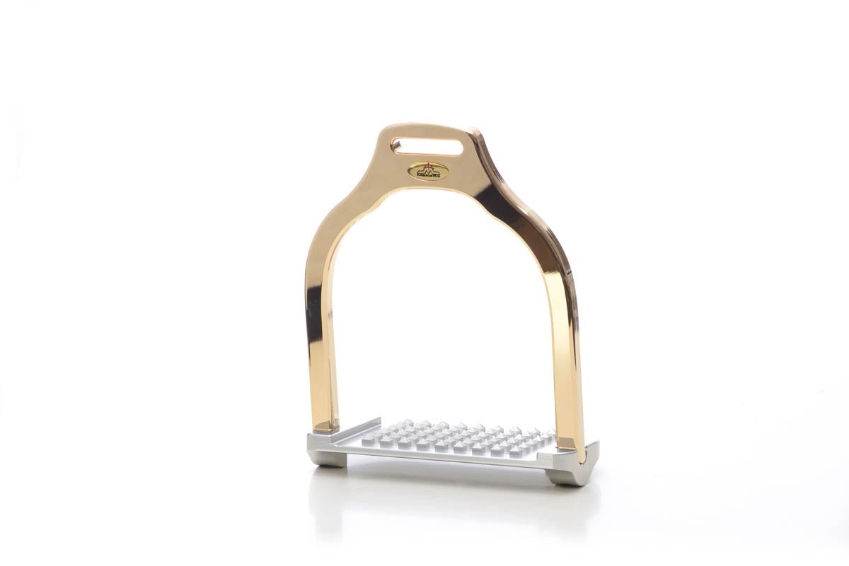 Makebe Jump Wave Stirrup - Luxy Gold Version - Equiluxe Tack