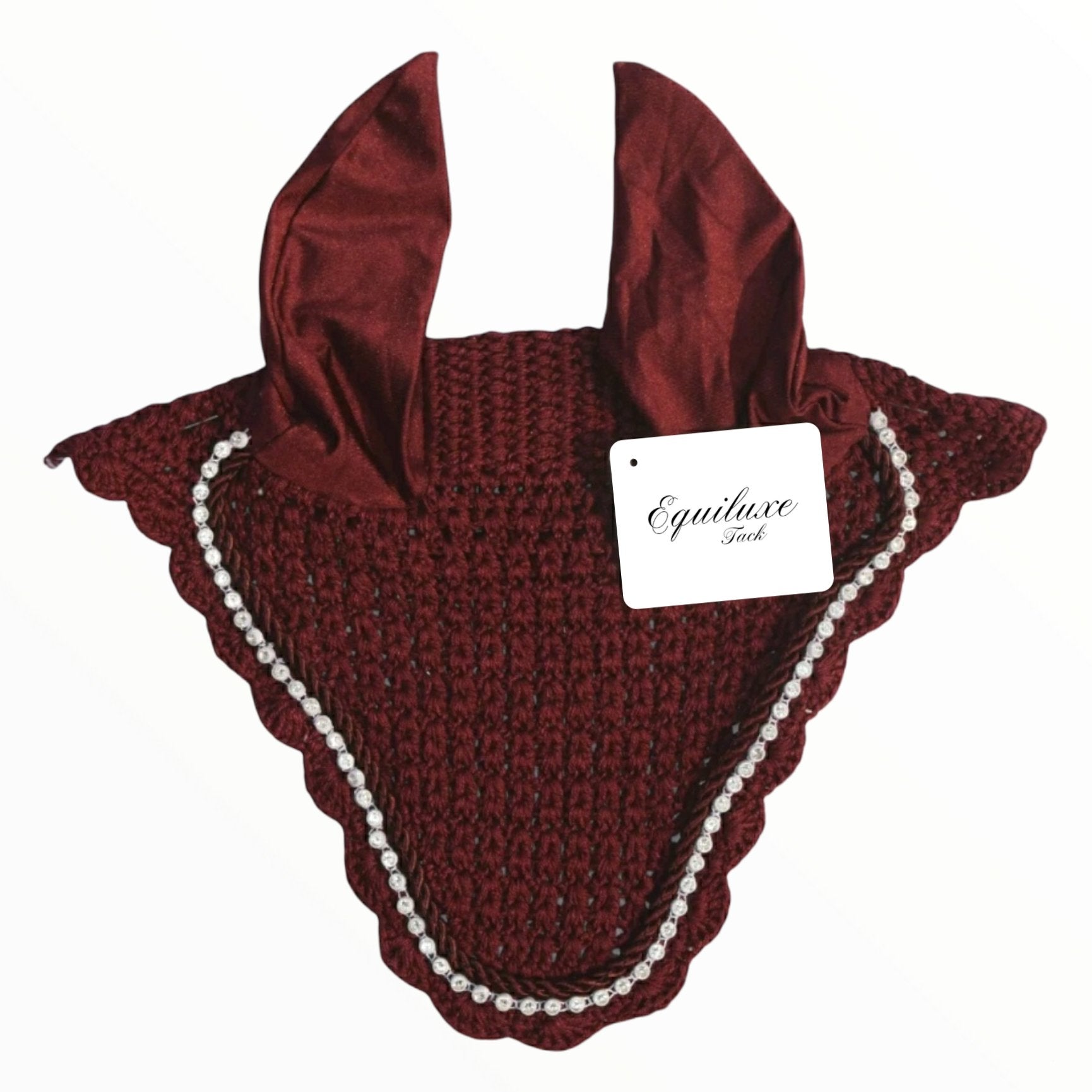 Maroon Burgundy Bling Trim Fly Bonnet - Equiluxe Tack