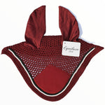 Maroon Fly Ear Veil Bonnet - Equiluxe Tack