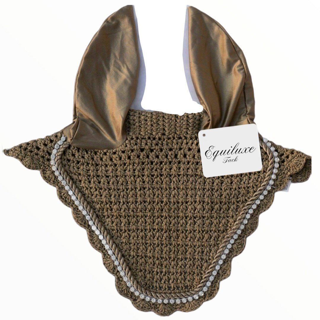 Mocha Brown Rhinestone Fly Bonnet - Equiluxe Tack