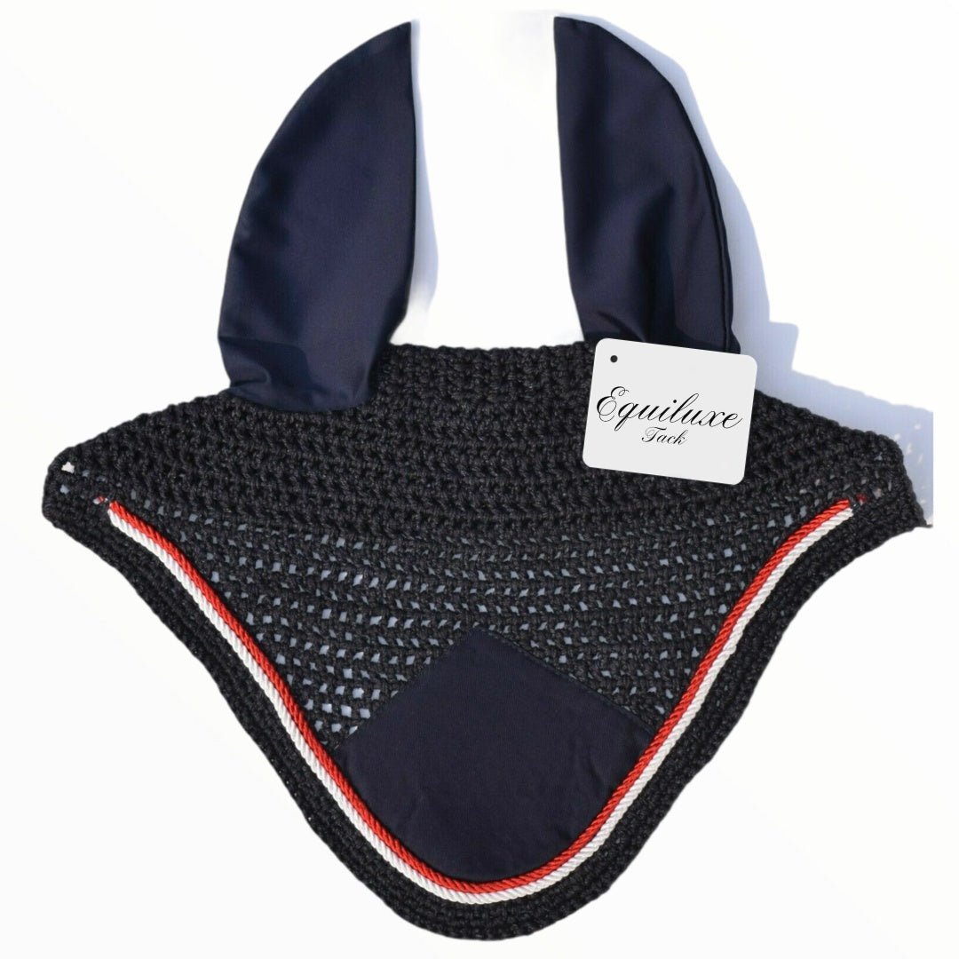 Navy Blue & Red Fly Bonnet - Equiluxe Tack