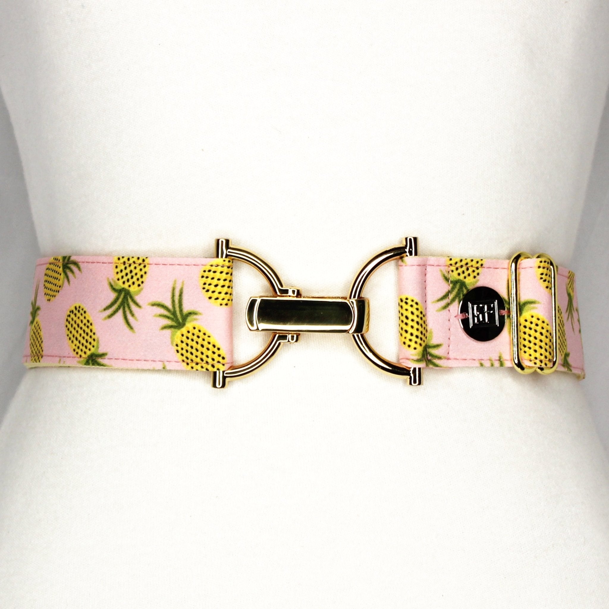 Pink Pineapple 1.5" Fabric Riding Belt - Equiluxe Tack