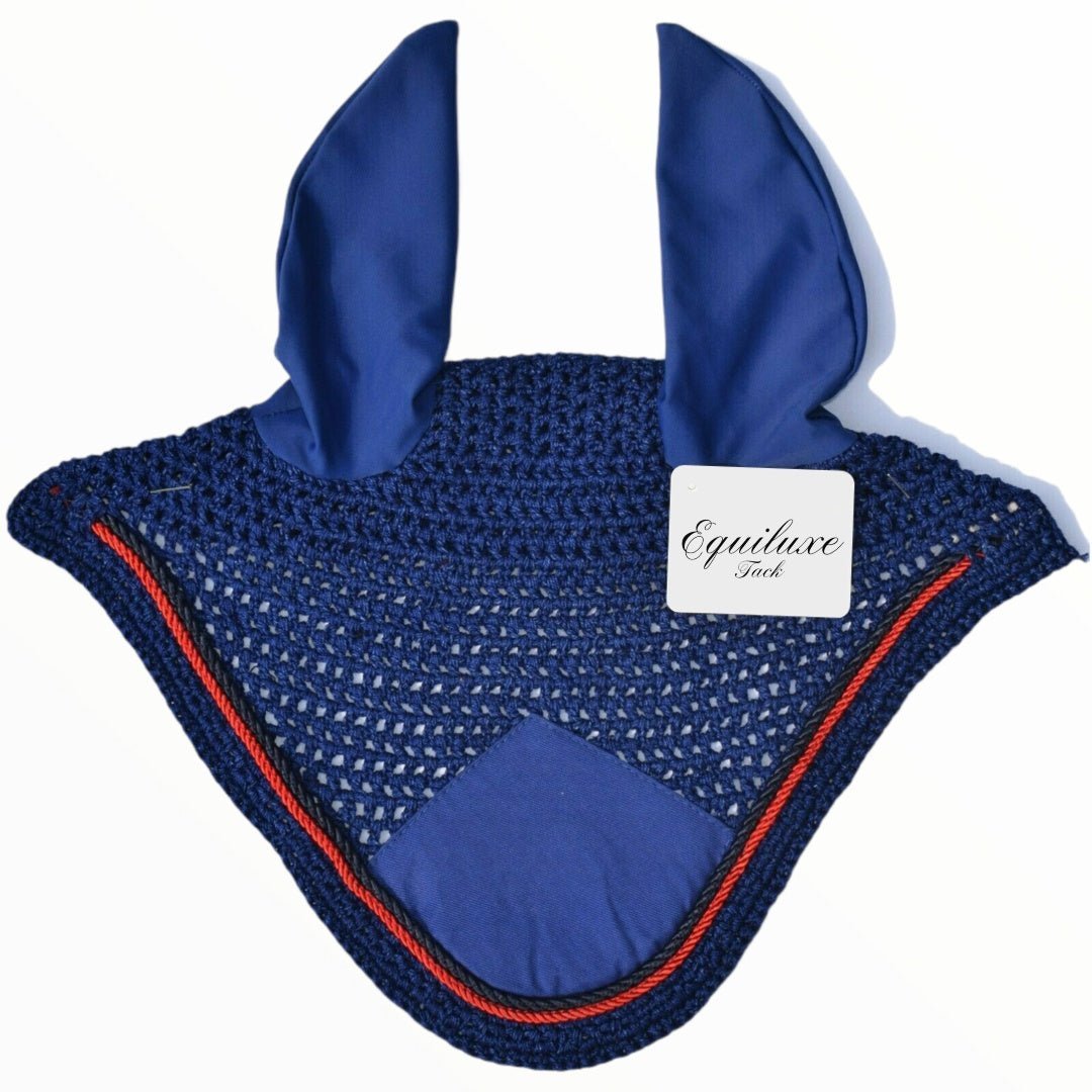 Royal Blue & Red Fly Bonnet - Equiluxe Tack