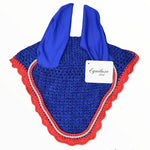 Royal Blue & Red Fly Ear Veil Bonnet - Equiluxe Tack
