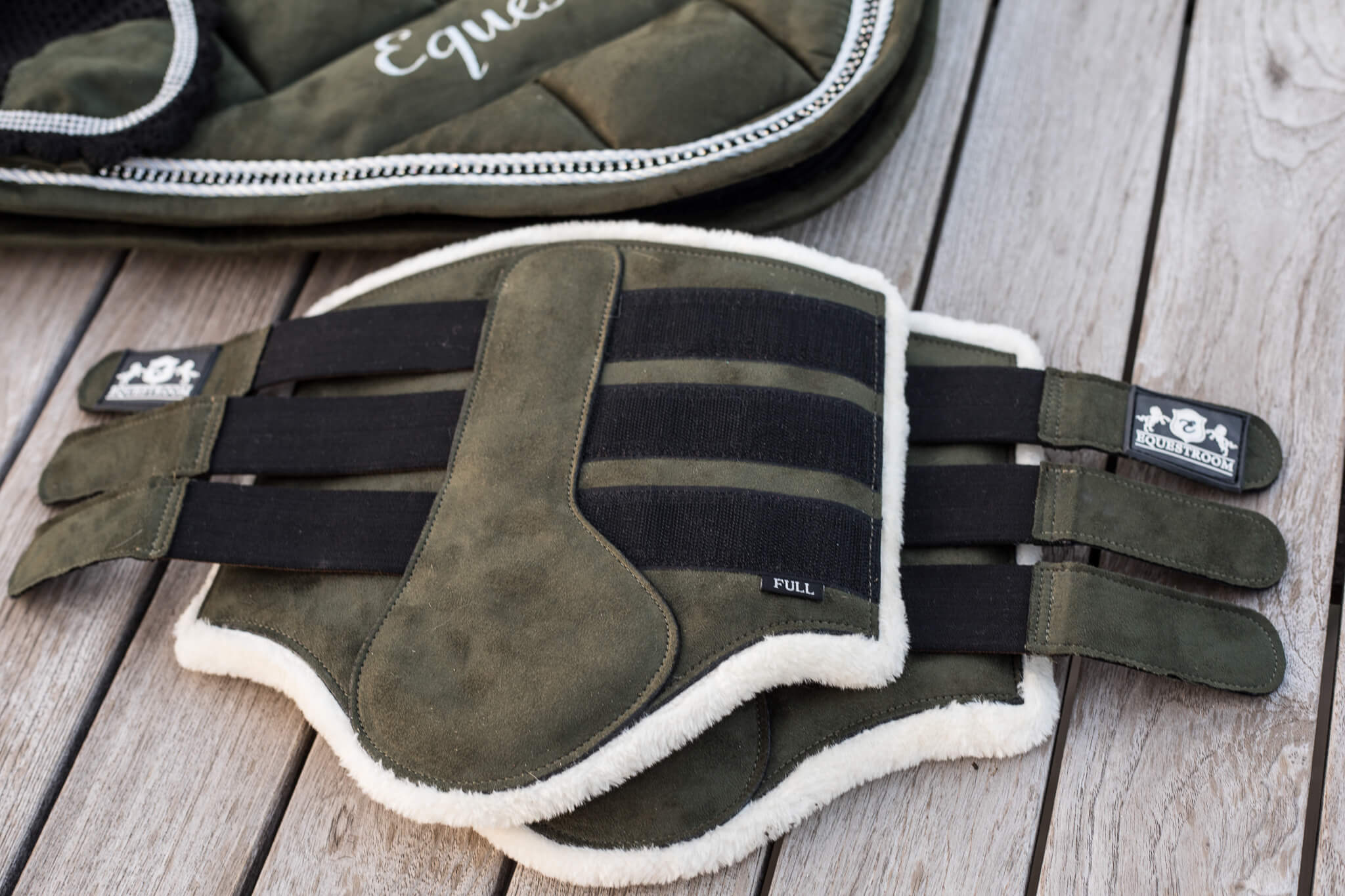 Sage Green Suede Brushing Boots - Equiluxe Tack