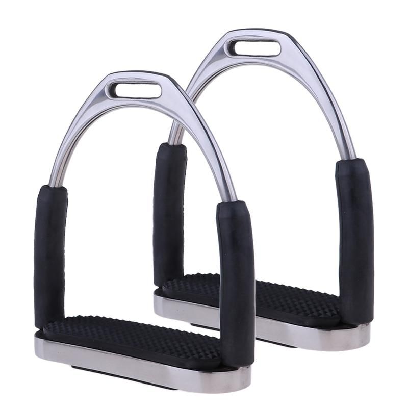 Silver Stainless Steel Black Rubber Jointed Stirrups - Equiluxe Tack - Equiluxe Tack
