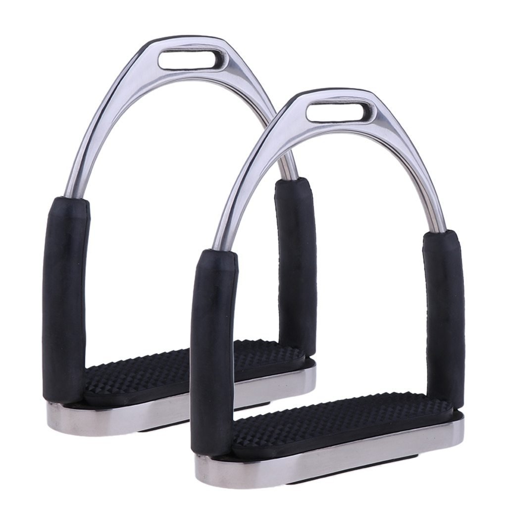 Silver Stainless Steel Black Rubber Jointed Stirrups - Equiluxe Tack