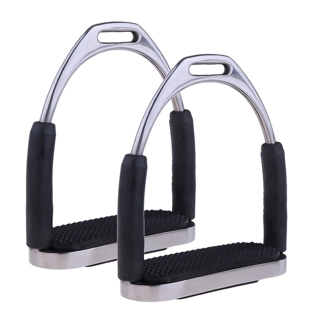 Silver Stainless Steel Black Rubber Jointed Stirrups - Equiluxe Tack - Equiluxe Tack