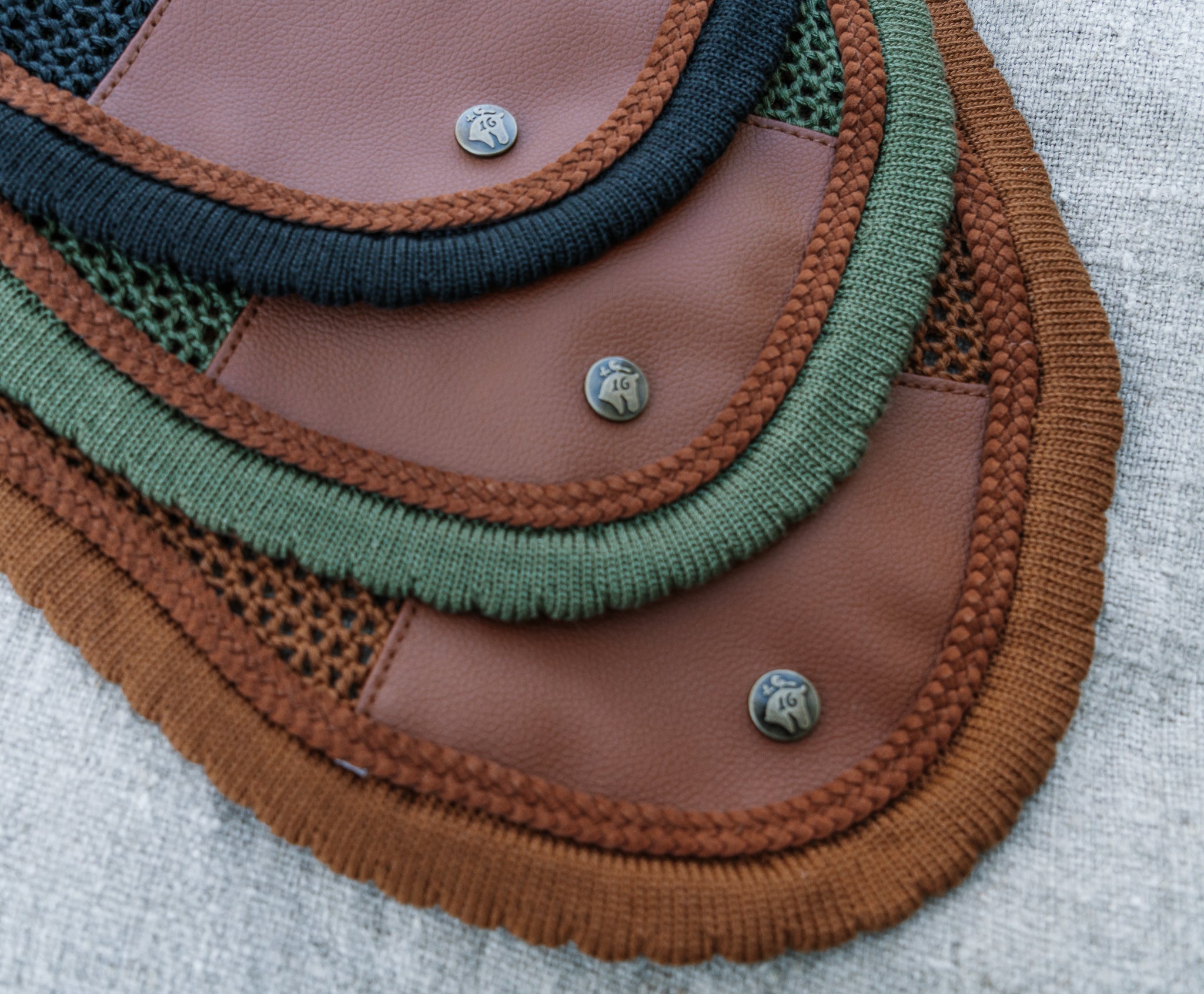 Sixteen Cypress Ear Net, Black & Cognac - Sixteen Cypress - Equiluxe Tack