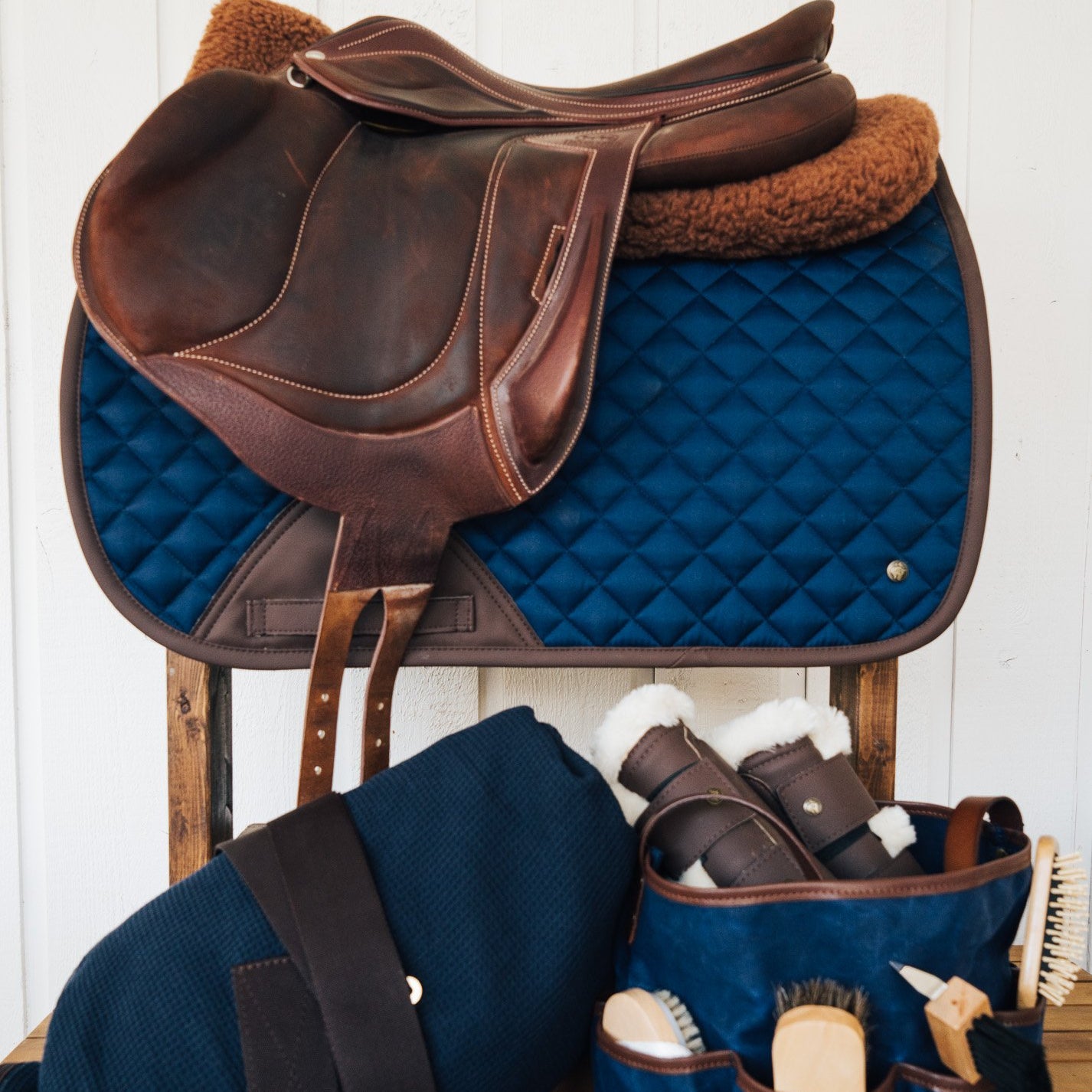 Sixteen Cypress Jumper Pad, Navy & Hickory - Equiluxe Tack