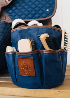Sixteen Cypress Wax Canvas Grooming Tote, Navy - Equiluxe Tack