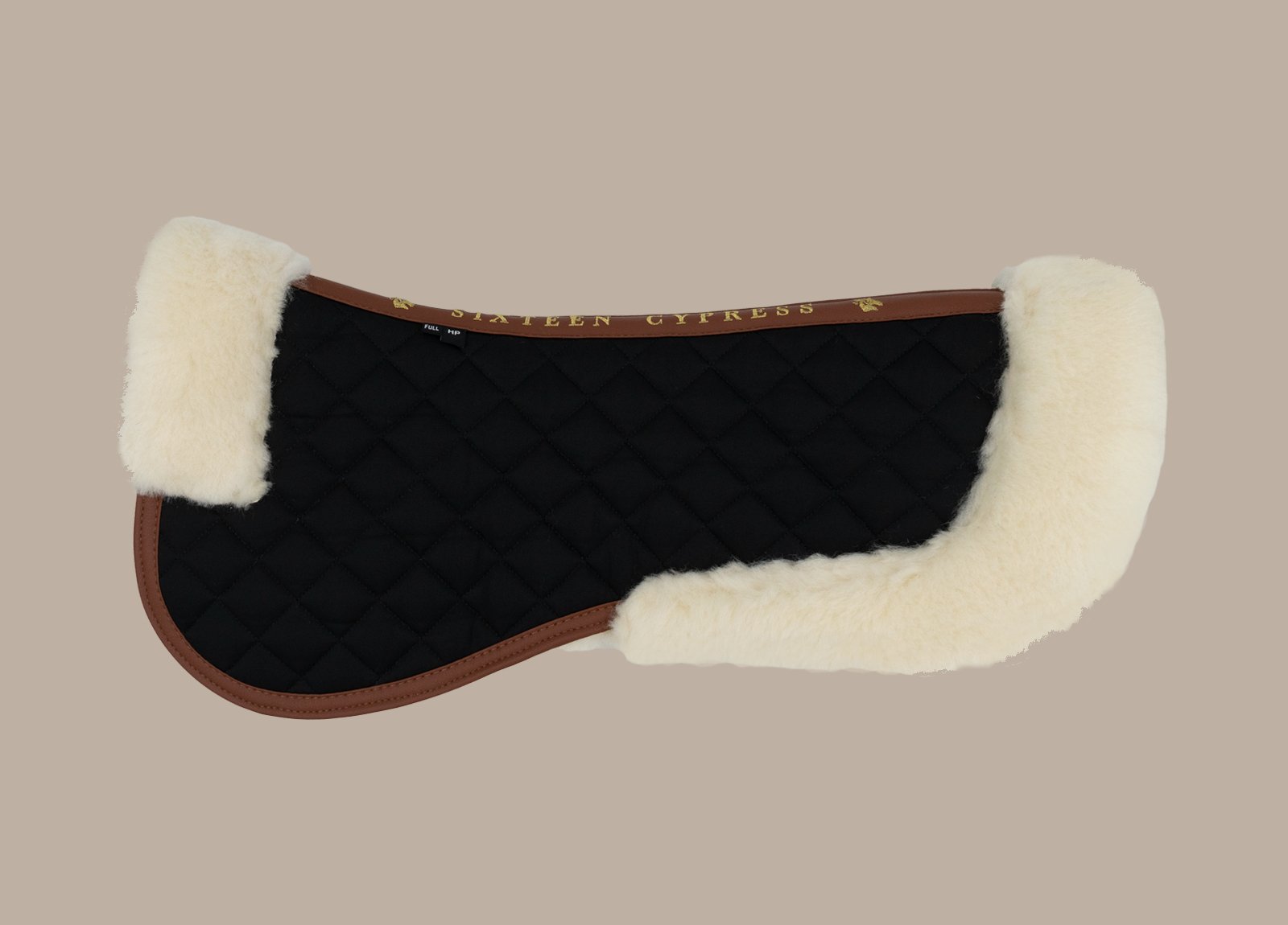 Sixteen Cypress Wool Fleece Half Pad, Black & Cognac - Sixteen Cypress - Equiluxe Tack