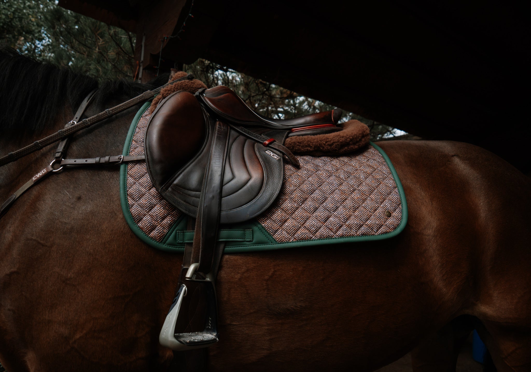 Sixteen Cypress Wool Fleece Half Pad, Black & Hickory - PREORDER - Sixteen Cypress - Equiluxe Tack