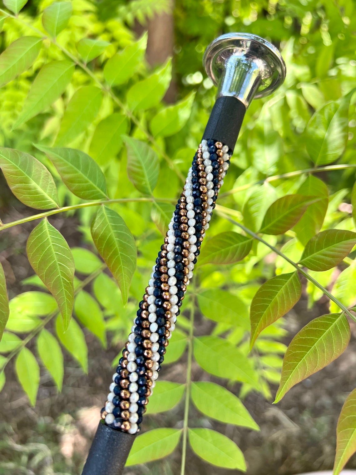 Spiral Pattern Beaded Dressage Whip - Custom Colors - Equiluxe Tack