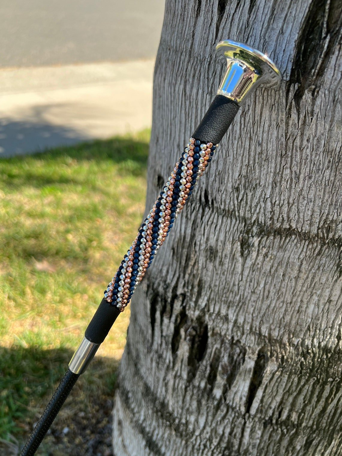 Spiral Pattern Beaded Dressage Whip - Custom Colors - Equiluxe Tack